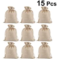 VOSAREA 15pcs 8x10cm Bolsa de Lino con cordón Bolsas de Regalo de arpillera Bolsas de joyería Bolsas de Yute Hessian de…